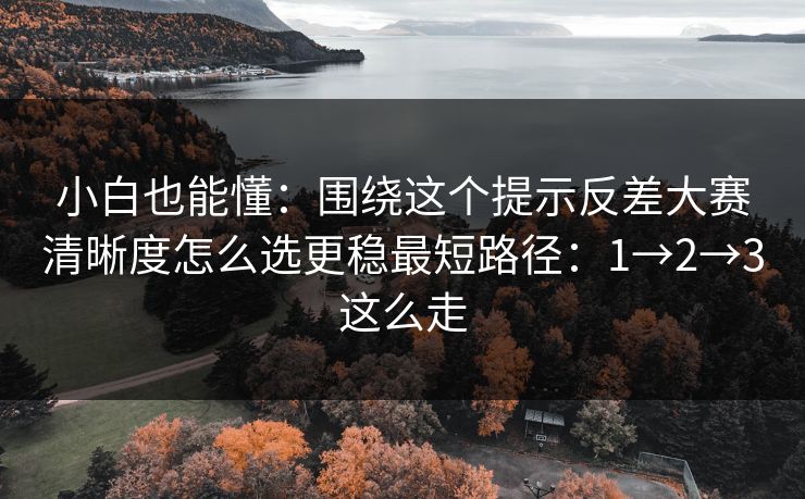 小白也能懂：围绕这个提示反差大赛清晰度怎么选更稳最短路径：1→2→3这么走